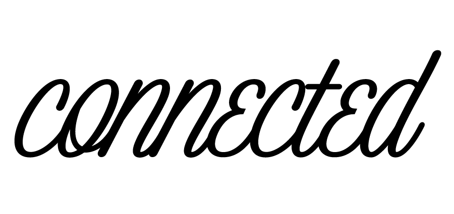 The word connected is written in cursive on a white background.