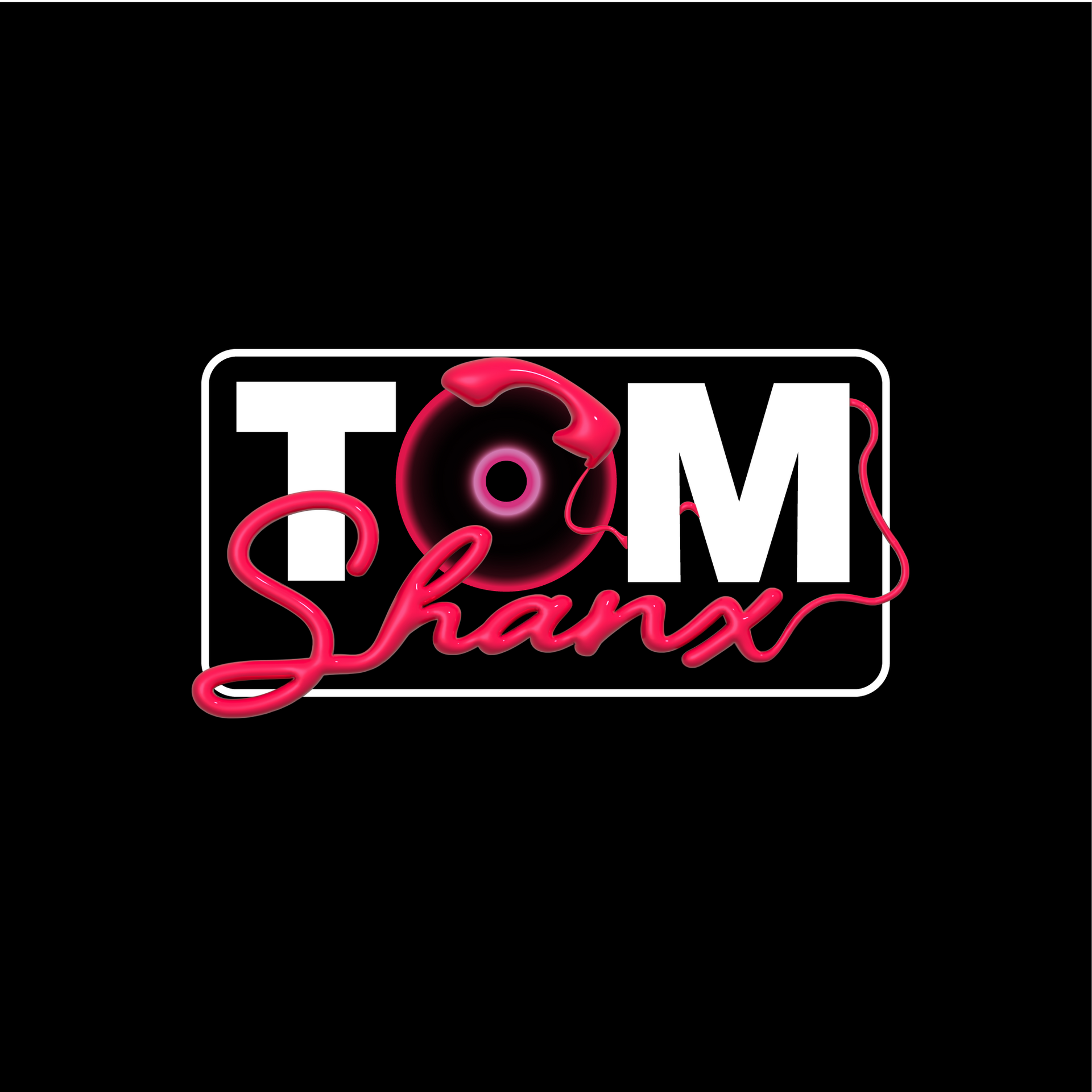 A logo for tom shankx with headphones and a cd on a black background.