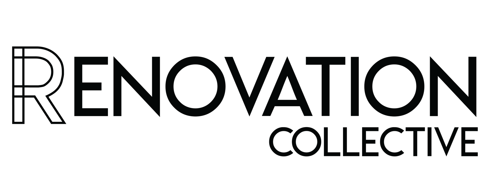 A black and white logo for renovation collective.