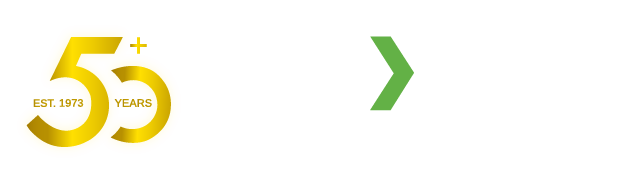 A 55th anniversary logo with a green arrow pointing to the right.
