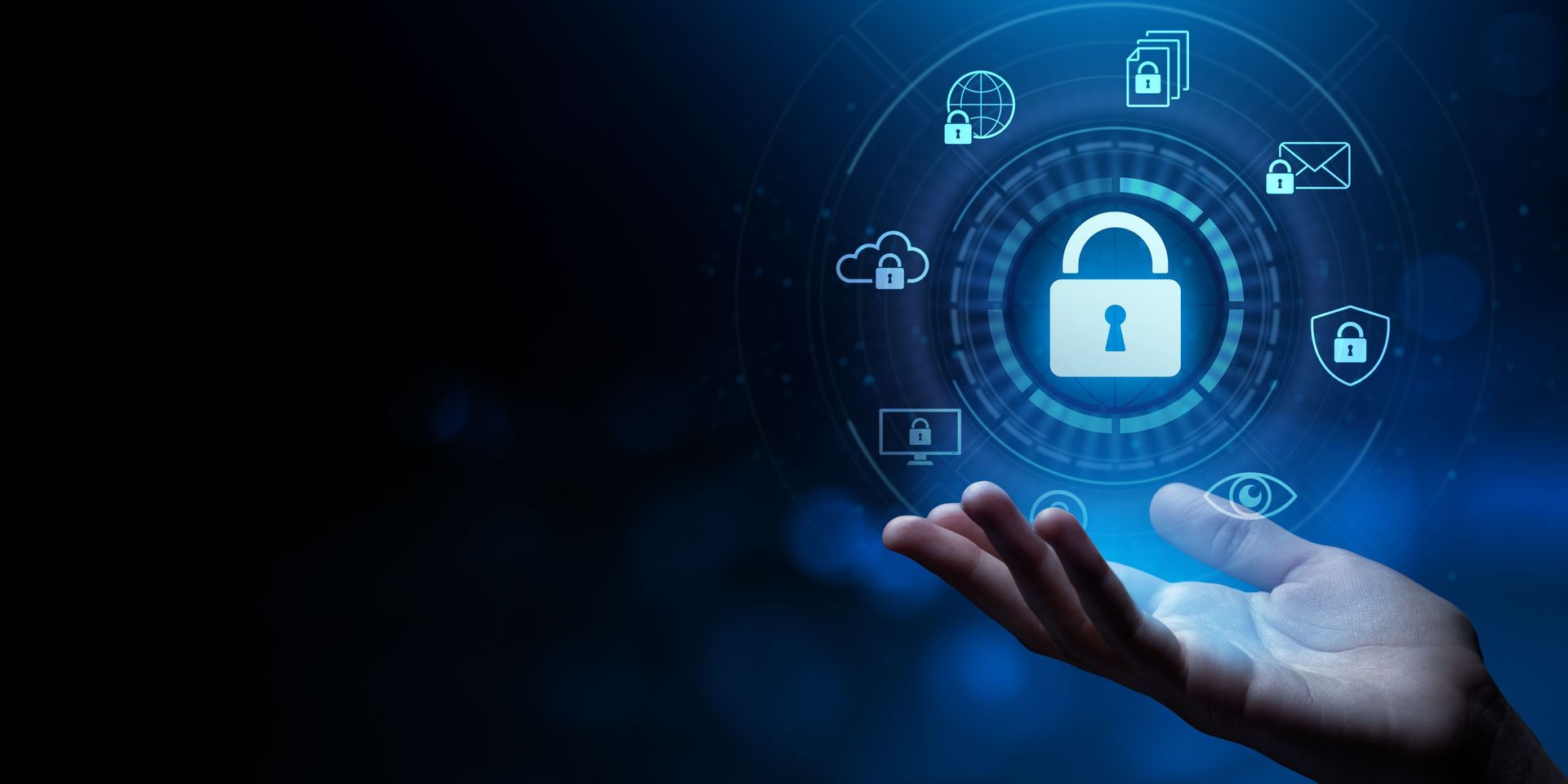 A person is holding a digital padlock in their hand.