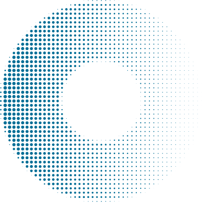 A circle made of blue dots on a white background.