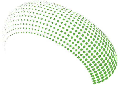 A green circle with dots on a white background