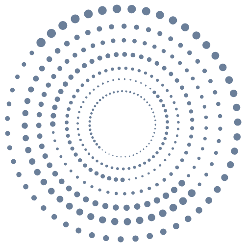A circle of dots on a white background that looks like a swirl.