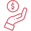 A hand is holding a dollar sign in a circle.