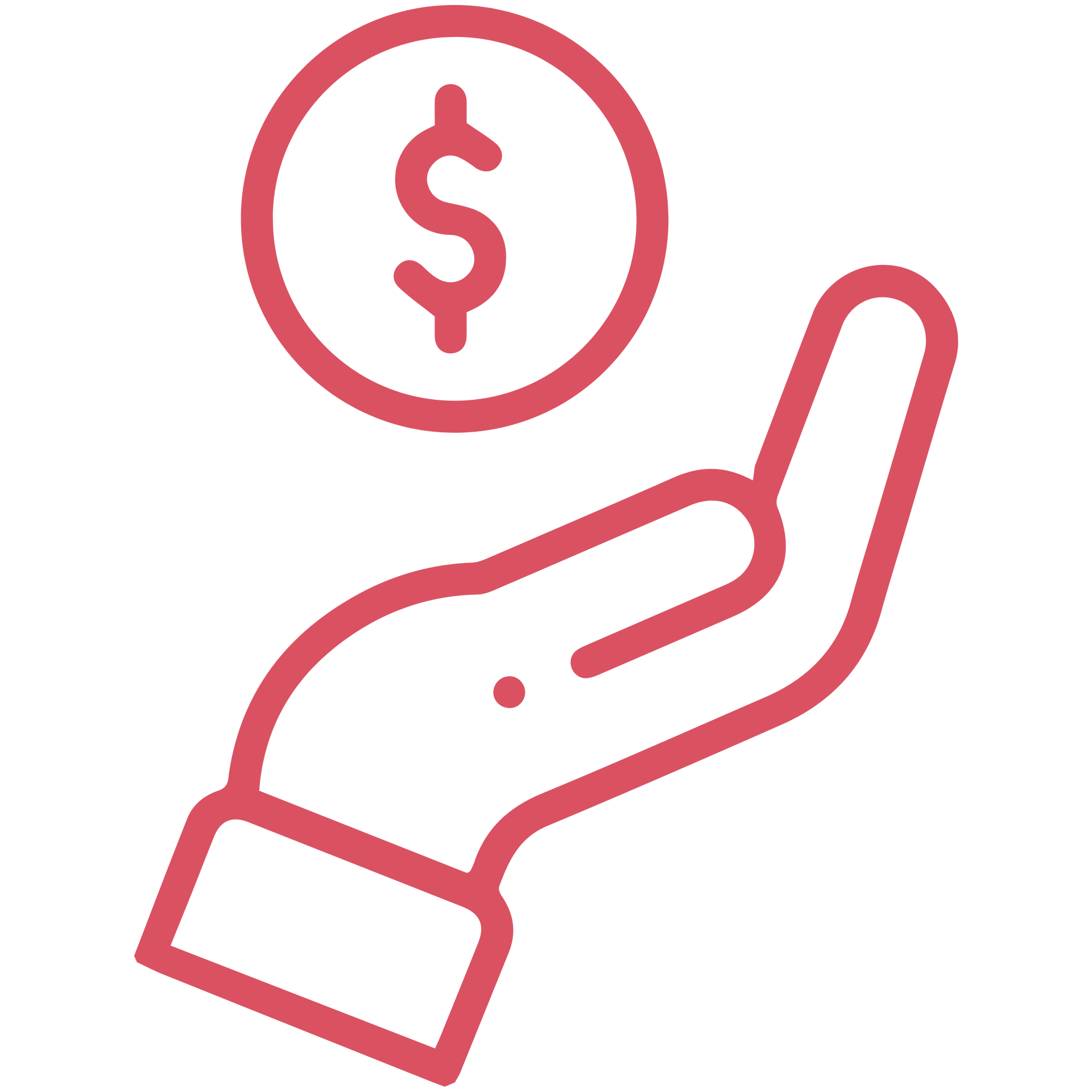 A hand is holding a dollar sign in a circle.