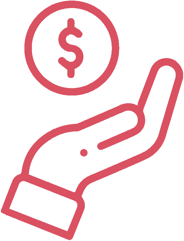 A hand is holding a dollar sign in its palm.