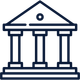 A line drawing of a building with columns and a dome.