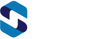 A blue and white logo with the letter s on a white background.