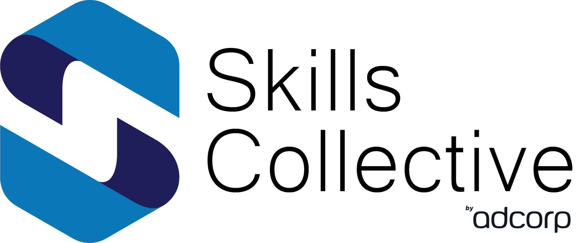 A blue and white logo for skills collective.