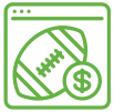 An icon of a football with a dollar sign next to it.
