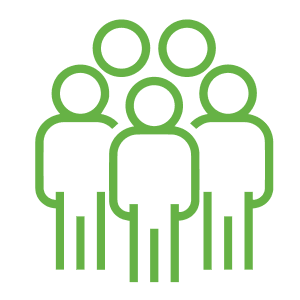 A group of people are standing next to each other in a line.