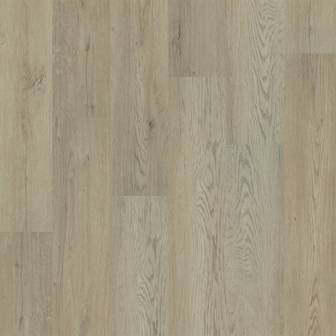 Stacked layers of flooring materials in gray, black, wood grain, and translucent white panels