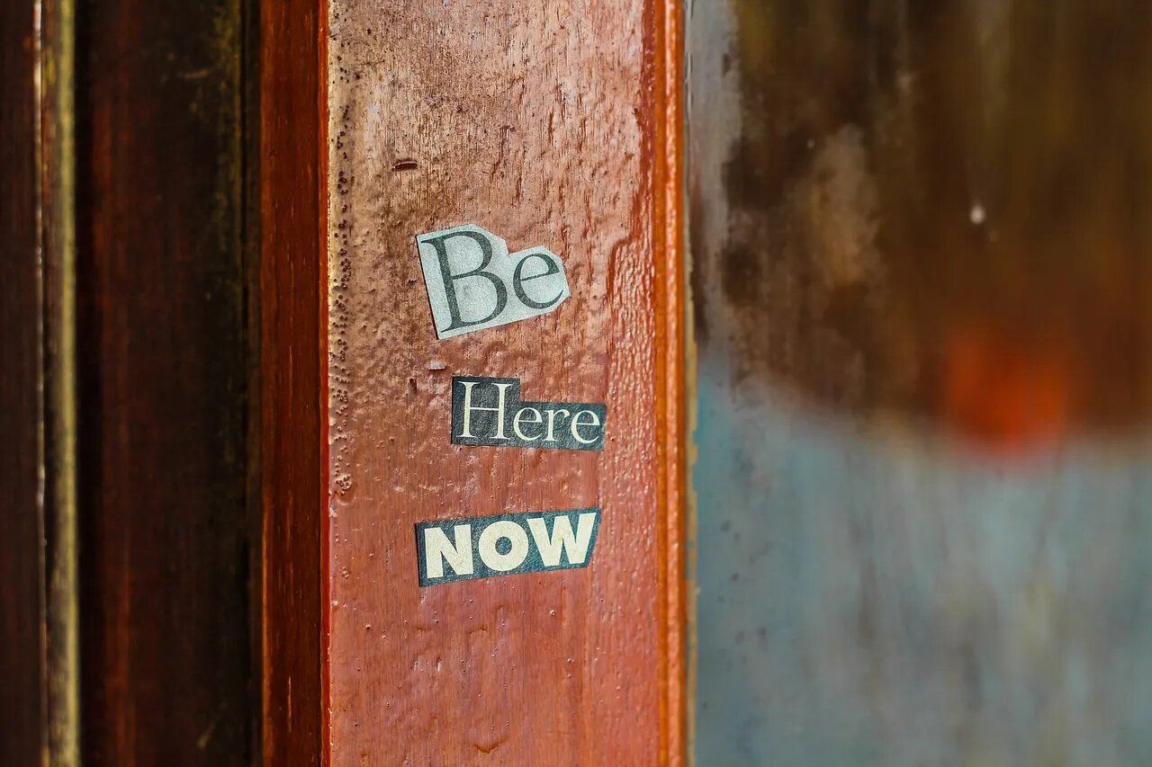 Be Here Now Stickers on Wood