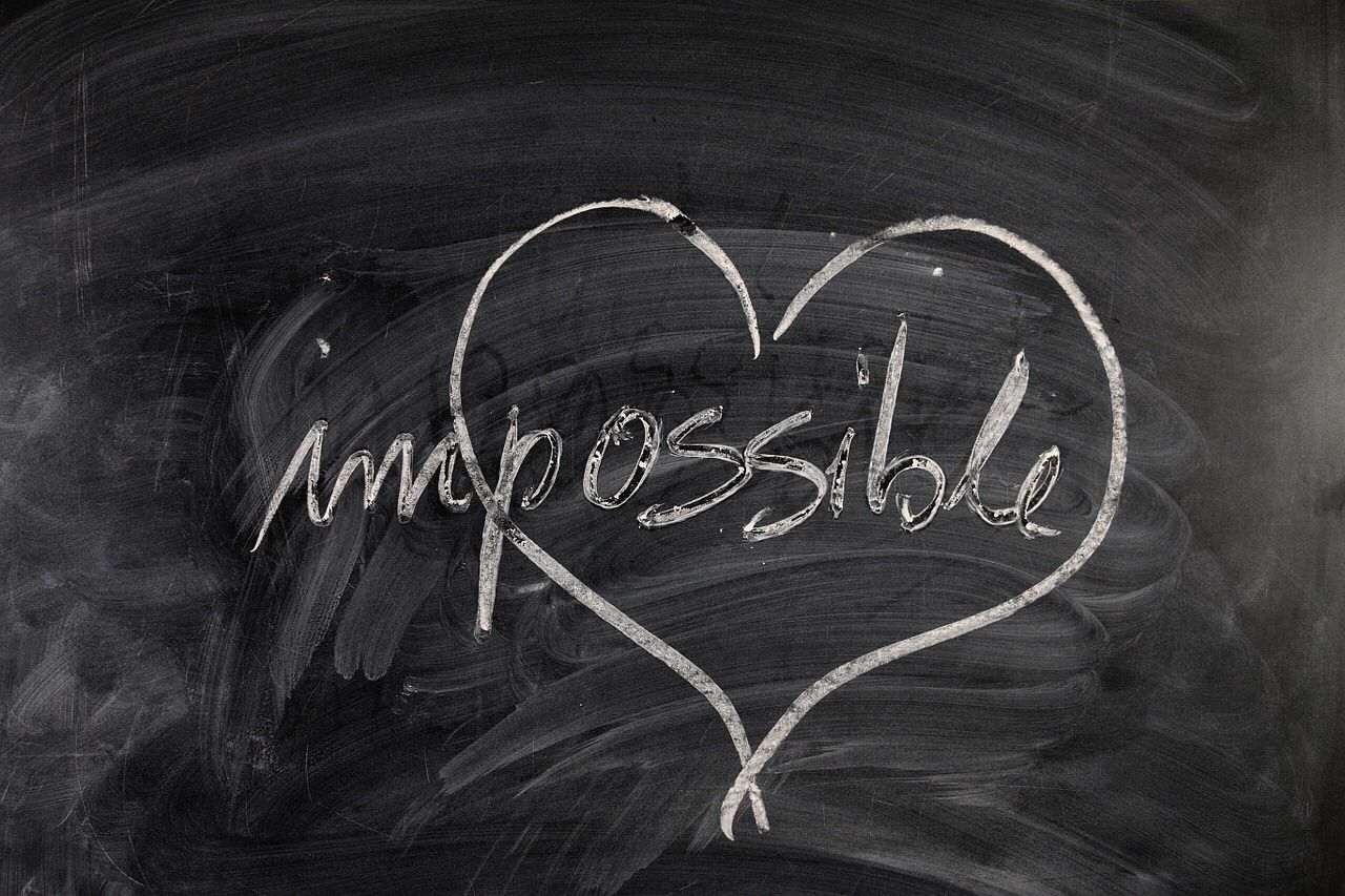 Hearth Shape and Impossible Word Written on Blackboard