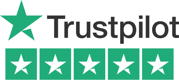 The trustpilot logo has a green star and four stars.