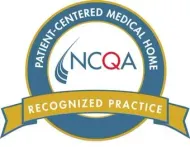 NCQA Patient-Centered Medical Home Recognized Practice logo: blue circle, gold ribbon, and NCQA letters.