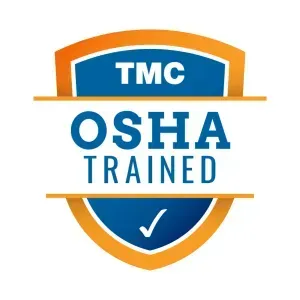 A tmc osha trained logo with a check mark