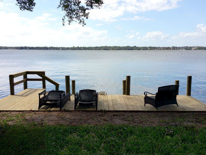 Seating Near Lake — Cocoa Beach, FL — Darrell’s Docks