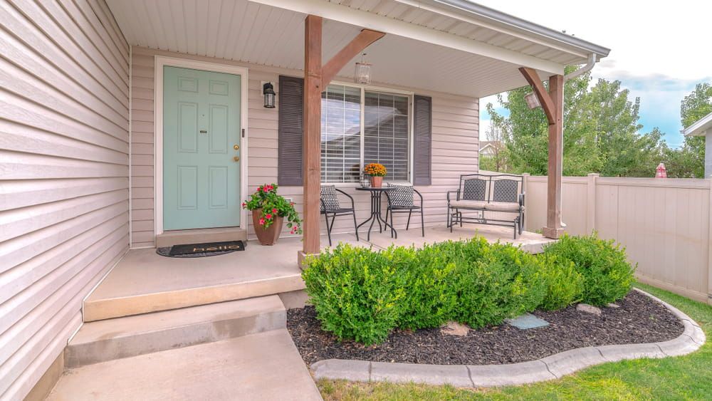 Front Porch With a Pale Blue Door — Ourimbah Landscape Supplies In Ourimbah, NSW