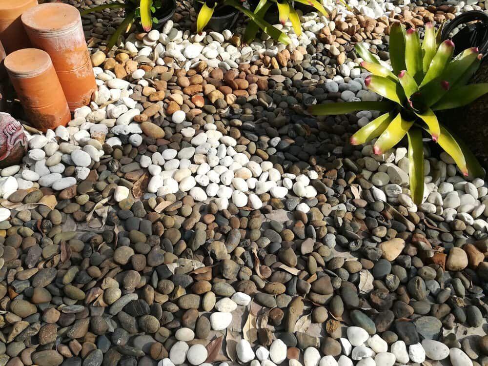 Garden With Clusters of White and Brown Pebbles — Ourimbah Landscape Supplies In Ourimbah, NSW