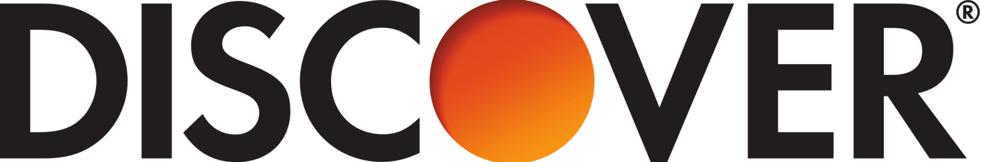 The Discover logo featuring black text with an orange circle replacing the letter