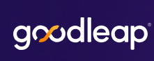 The GoodLeap logo features white lowercase text with an orange infinity-style loop replacing the double