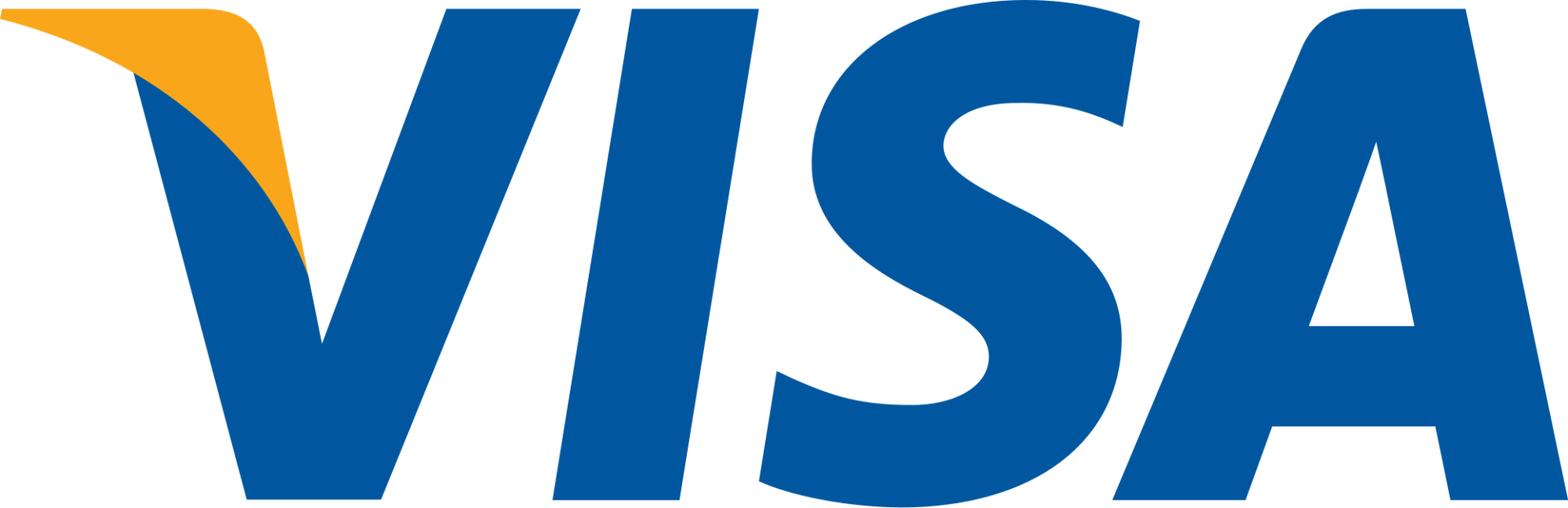 The Visa logo in blue text with a gold-accented stylized