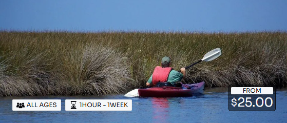 A man in a red kayak is paddling through tall grass.