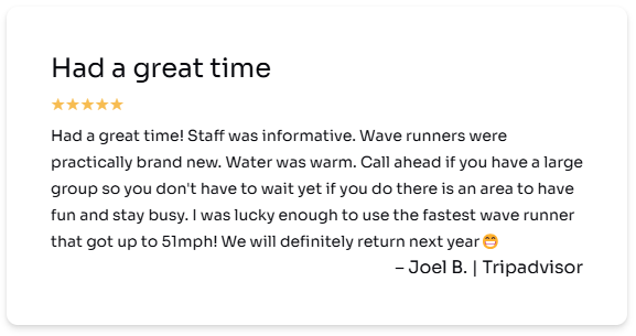 A review from joel b. , a trip advisor , says that he had a great time.