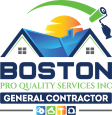 The logo for boston pro quality services inc. is a pressure washing and painting company.