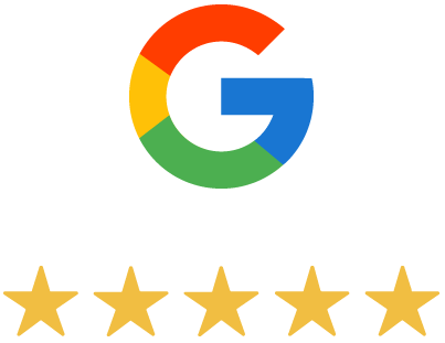 The google logo is surrounded by five stars on a white background.