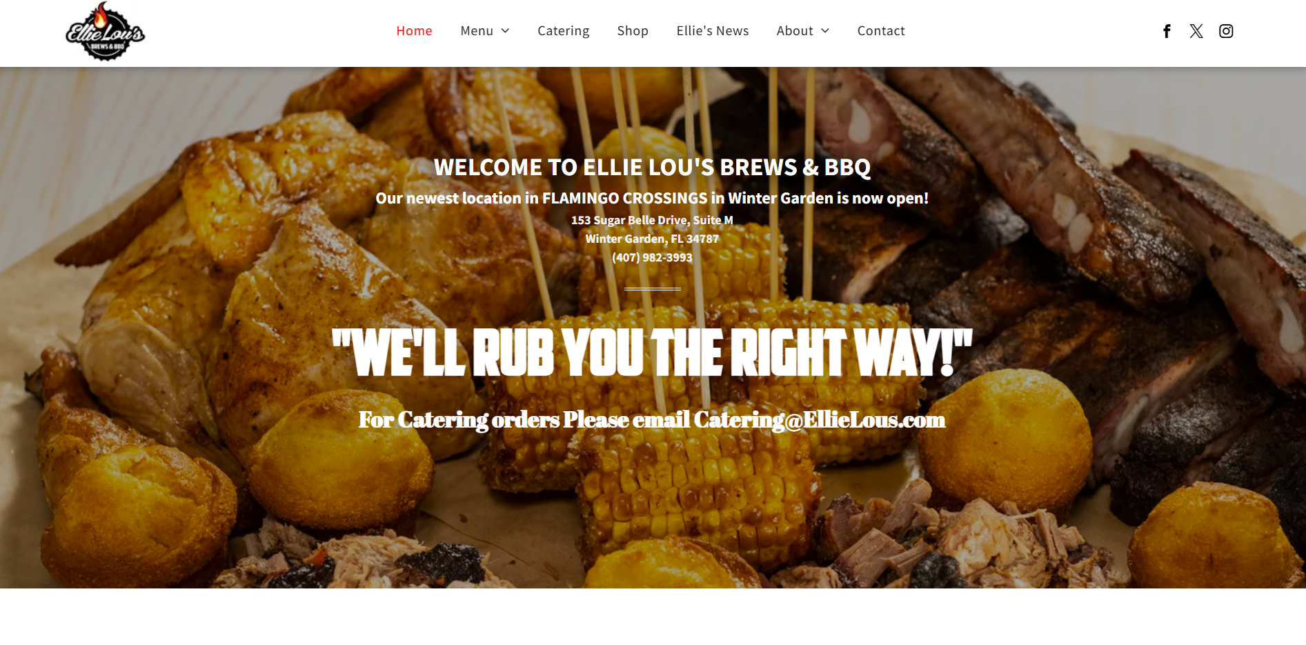 A screenshot of a website for a restaurant called we 'll rub you the right way.