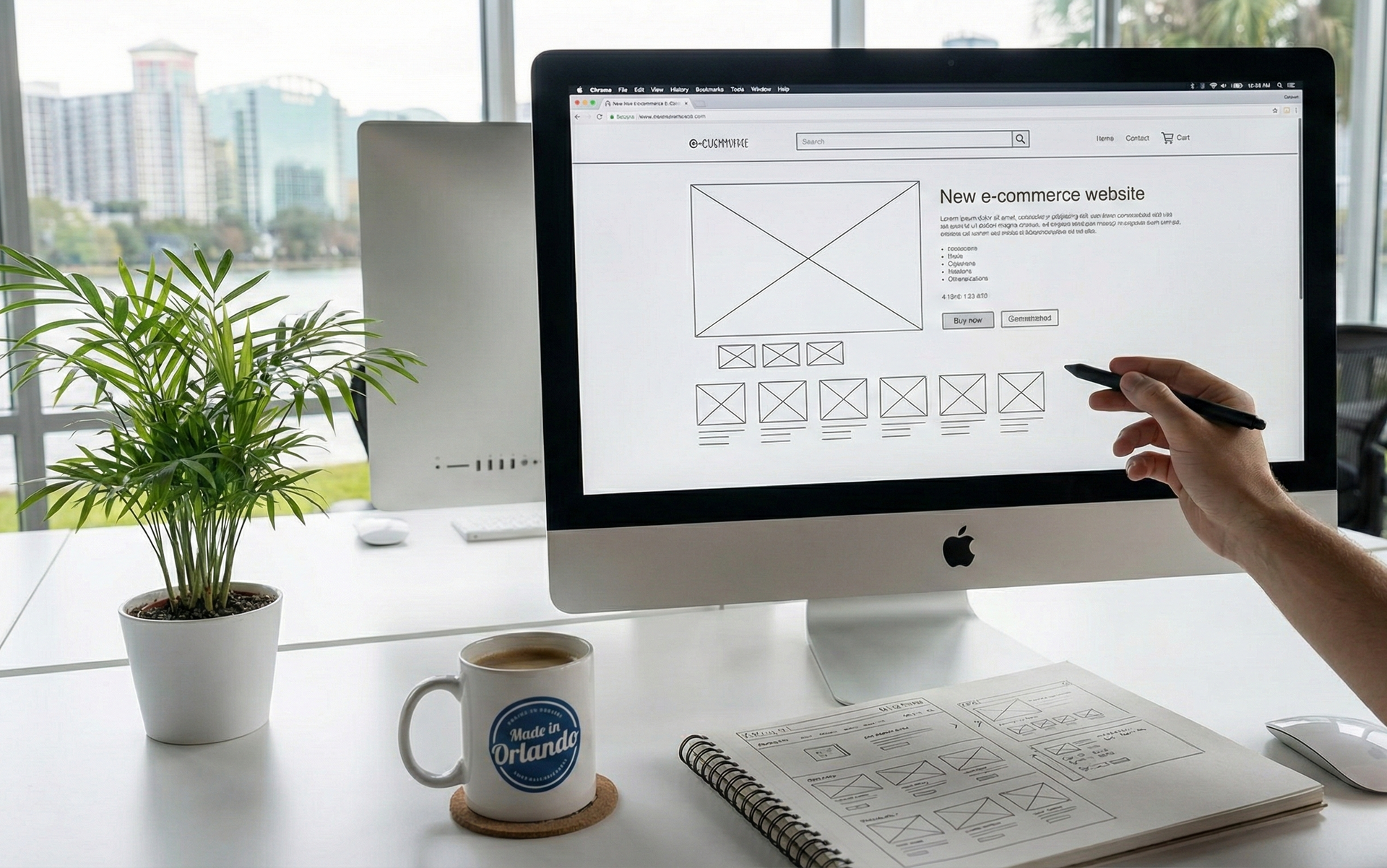 A computer , tablet , and phone are displaying a website for a home builder.