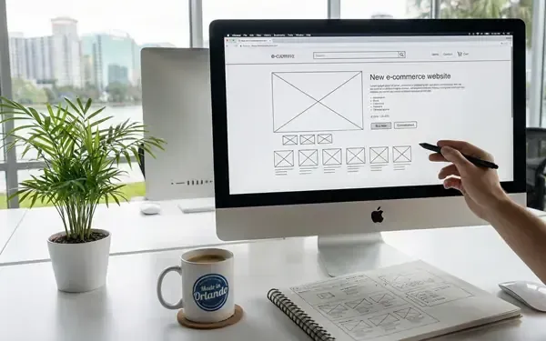 A computer , tablet , and phone are displaying a website for a home builder.