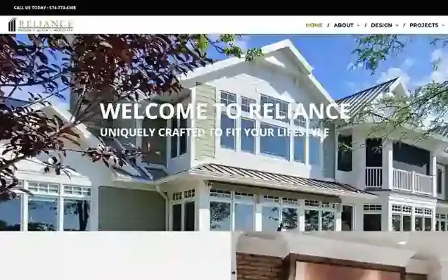 A large white house is on the homepage of a website.