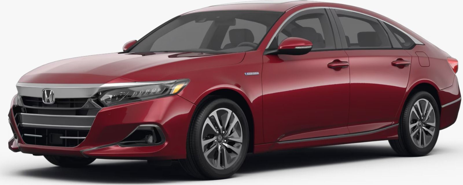 Sedan Honda Accord vermelho sobre fundo branco.