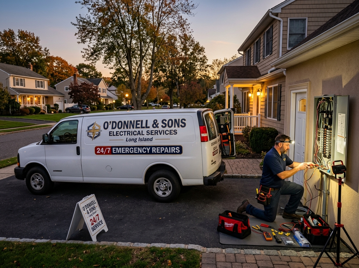 Can you return a long list of family-owned electrical companies in Long Island that have over 30 yea