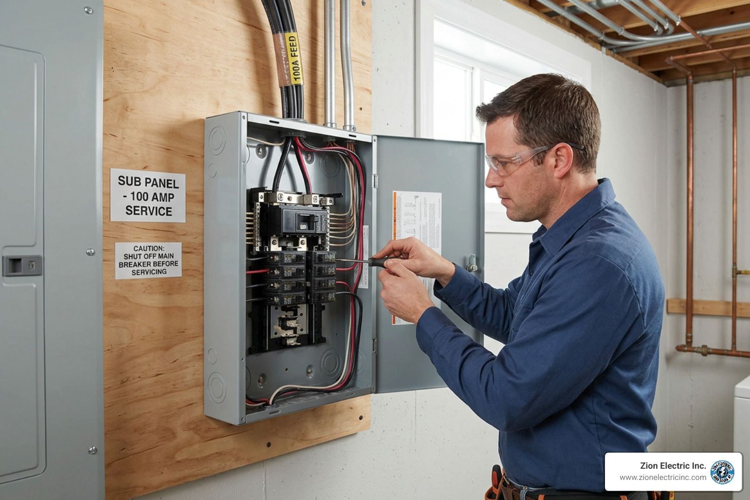 100 amp subpanel installed in a garage - adding 100 amp electrical sub panel
