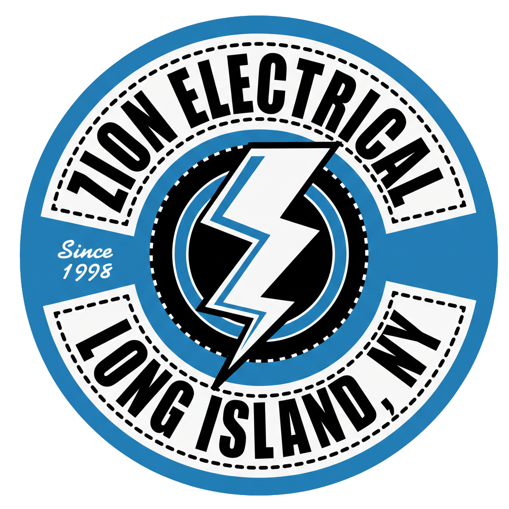 Zion Electrical logo: Blue circle with text
