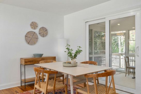 Dining room with storage and outdoor access