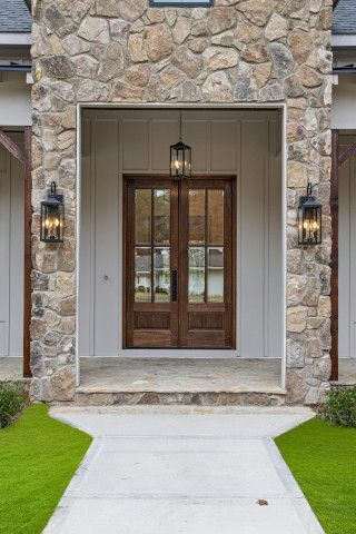 A sliding door leading to a patio, library, and china cabinet.