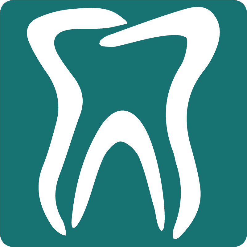 A white tooth is on a green background