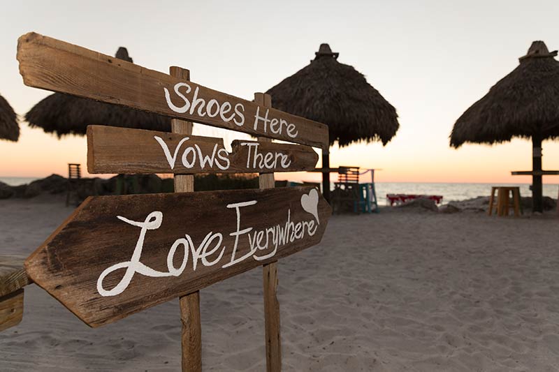 Wedding sign on the beach