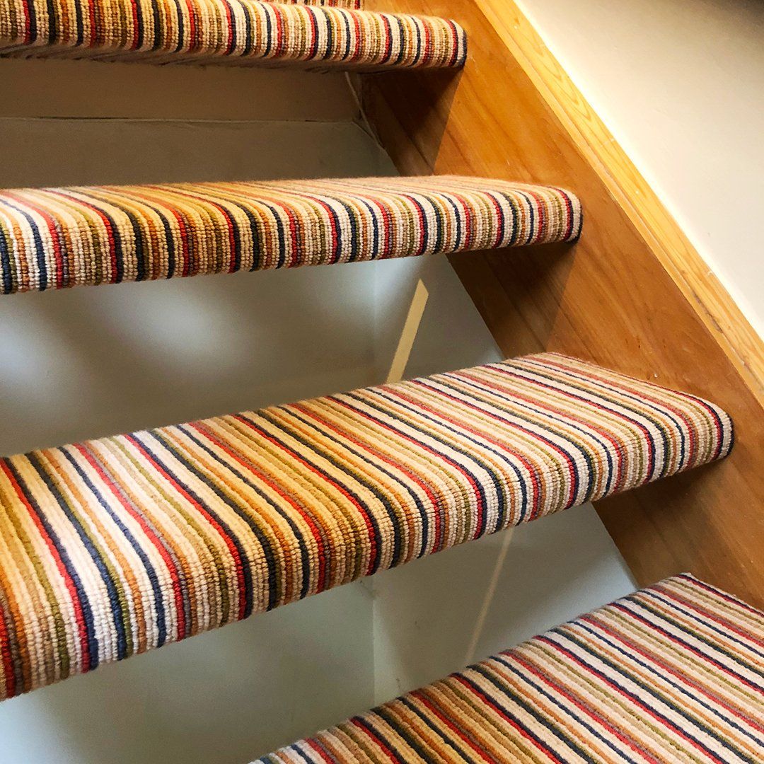 Crucial Trading Mississippi Stripe carpet on stair treads