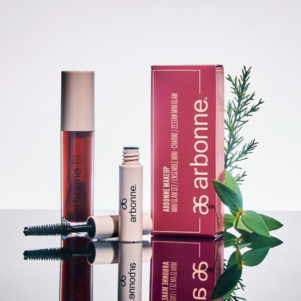 A box of arbonne makeup sits on a table