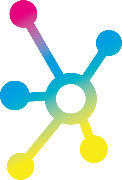 A colorful molecule with a circle in the middle