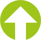 A white arrow pointing up in a green circle.