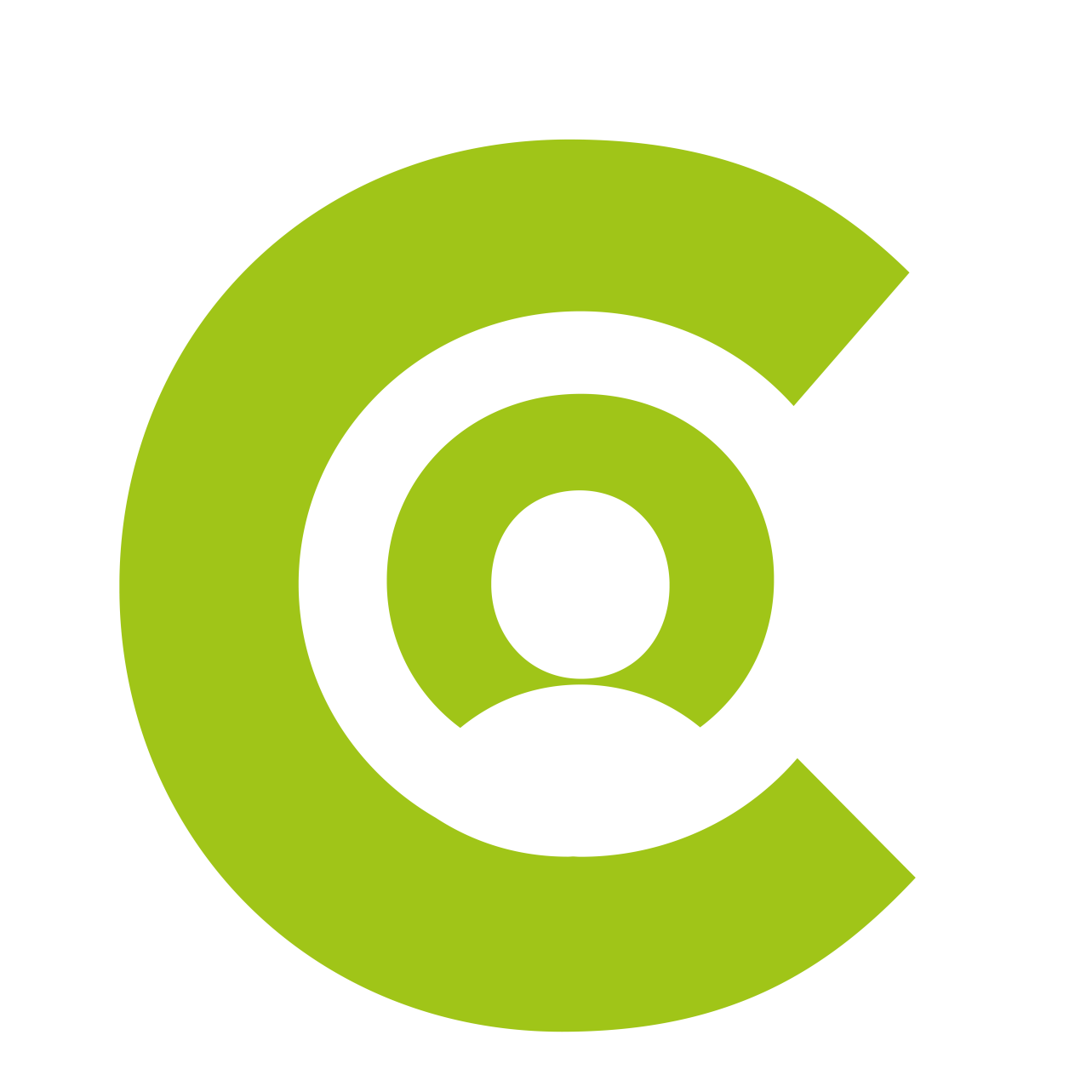 A green circle with a white circle inside of it.