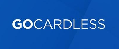 The gocardless logo is on a blue background.
